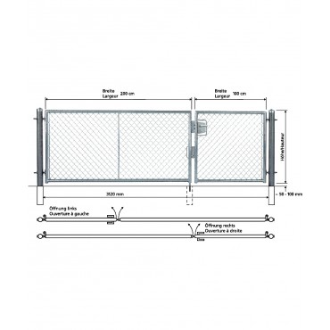 Portail double avec cadre en tubes métalliques