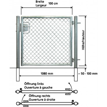 Portail simple avec cadre en tubes métalliques