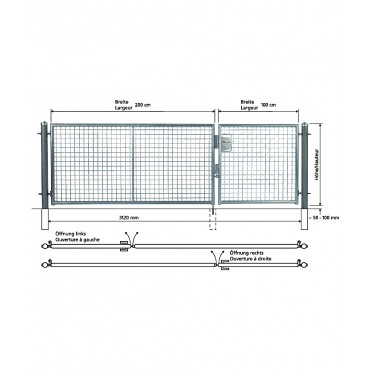 Portail double avec cadre en tubes métalliques